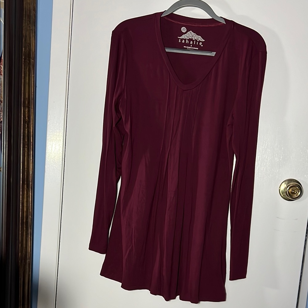 Sahalie V-Neck Long Sleeve Tunic Top size Small